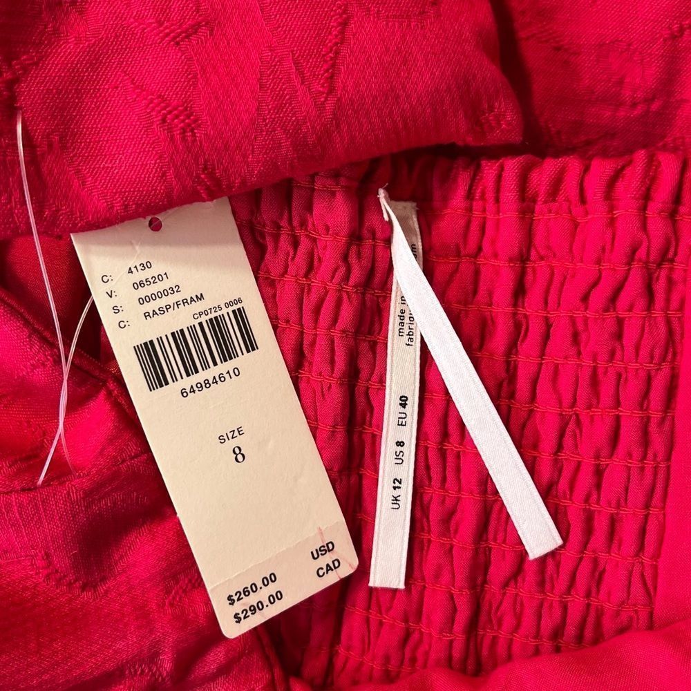 NWT Anthropologie Floral Contrast Sweetheart Midi Dress Raspberry Size 8 - Picture 7 of 11